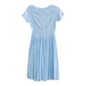 ●VINTAGE SUMMER DRESS COTTAGECORE HANDMADE BLUE FIT AND FLARE SIZE 2